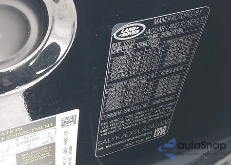 2020 Land Rover Range Rover Velar P250 R-Dynamic S z USA, uszkodzony, nr VIN SALYK2EX5LA242336